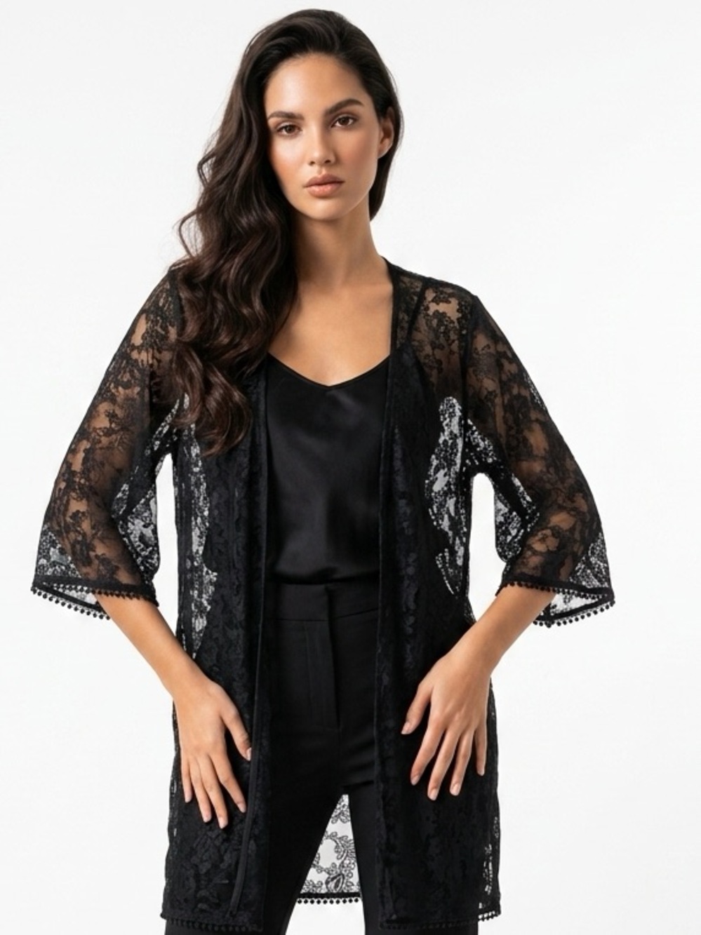 EXPRESS | Lace Kimono Black Short Sleeve New Small